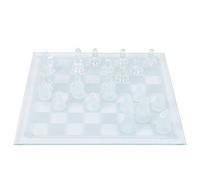 Scacchi in Vetro Satinato 25x25cm Scacchiera Cristallo con 32 Pezzi Opachi Set Gioco da Tavolo Elegante Regalo Idee Viaggio