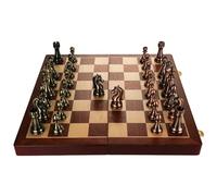 scacchi internazionali Set di scacchi retrò in metallo con scacchiera pieghevole in legno e pezzi standard classici fatti a mano for bambini adulti adulti(52 * 52cm)