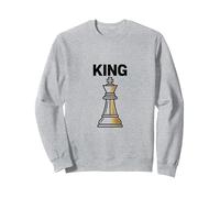 Scacchi, io Sono Il Re Felpa, Unisex per Adulti, Grigio Melange, XL