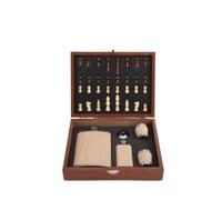 scacchi Kit imbuto portatile for tazze da whisky con scacchi in legno | Regalo for gioco da tavolo con pezzi degli scacchi for gli amanti degli scacchi dei testimoni dello sposo