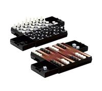Scacchi magnetici da viaggio, signore e backgammon 16 x 16 cm: gioco portatile 3 in 1, tavolo pieghevole