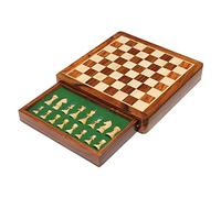 Scacchi magnetici in legno con cassetto portaoggetti | Scacchiera da viaggio Set da gioco con scacchiera (12x12 pollici)