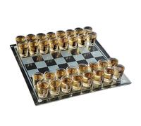Scacchiera da gioco da tavolo Premium Shot Glass chess | Con pezzi di scacchi in vetro trasparente, set da gioco for gli amanti