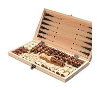 Scacchiera Da Viaggio Con Custodia,Scacchiera, Dama e Tavoliere in Legno 3 in 1 | Gioco da Tavolo Portatile per Strategia, Allenamento e Intrattenimento Familiare per Principianti