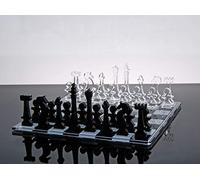 Scacchiera decorativa set scacchi design moderno in cristallo acrilico trasparente e nero King