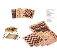 Scacchiera in Legno con 5 Giochi Scacchi Dama Tria Blackgammon Ludo