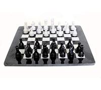 Scacchiera in Marmo Nero Maya e Bianco con Scacchi White Black Marble Chessboard 40x40