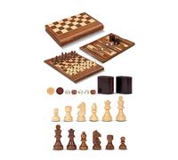 Scacchiera Pieghevole in Legno di Noce: Dama e Backgammon 50x38 cm
