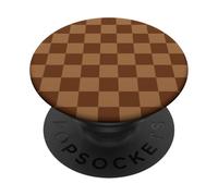 Scacchiera preppy estetica con motivo a scacchi marrone carino PopSockets PopGrip Adesivo