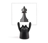 Scacchiera Re Bianco Parola Scacchi Memo Holder Cartoon Gatto Nero Stand Decorazione