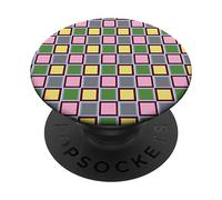 Scacchiera rosa, verde, grigio, giallo PopSockets PopGrip Adesivo