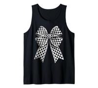 Scacchiera Scacchiera Nero Bianco Modello Ragazza Coquette Bow Canotta