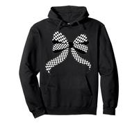 Scacchiera Scacchiera Nero Bianco Modello Ragazza Coquette Bow Felpa con Cappuccio