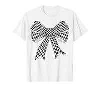 Scacchiera Scacchiera Nero Bianco Modello Ragazza Coquette Bow Maglietta