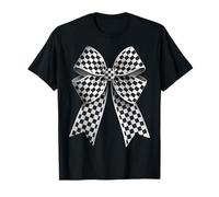 Scacchiera Scacchiera Nero Bianco Modello Ragazza Coquette Bow Maglietta