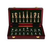 Scacchiera Set di scacchi in metallo deluxe da 11 pollici, scatola di legno portatile con pezzi in lega, scacchiera pieghevole, ideale for adulti scacchi