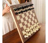Scacchiera, Sviluppa il Pensiero Strategico, Gioco da Tavolo 3-In-1, Dama, Scacchi, Scacchiera Pieghevole, Gioco da Tavolo in Plastica con Effetto Legno, Sviluppa il Pensiero Strategico, Set di Pezzi 