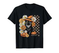 Scacchiera Vintage Gatto Zucca Halloween Maglietta