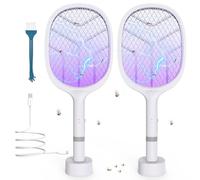 Scacciamosche elettrico 4800 V, extra forte, 2 in 1, scacciamosche elettrico con trappola per luce UV, USB-C ricaricabile, cattura mosche e trappola per zanzare per interni ed esterni