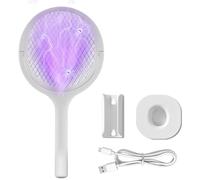 Scacciamosche elettrico, testa rotante 3 in 1, raccoglitore elettrico per zanzare, ricaricabile, tipo C, con base per acchiappamosche con protezione UV