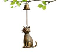 Scacciapensieri a a forma di gatto, in resina e rame, 2 x 20 cm, elegante statuetta di animale, campanella per esterni, perfetta per la tranquillità, lo spirito commemorativo e la porta