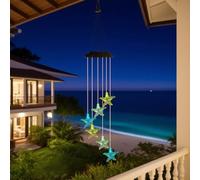 Scacciapensieri a energia solare con effetti LED colorati, impermeabile IP65, decorazione da appendere per esterni, per giardino, patio, portico (stelle marine conchiglie)