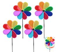 Scacciapensieri a forma di fiore, 30 cm, arcobaleno Sparkly mulino a vento, 4 pezzi, per esterni, adatto per prati, cortili, terrazze, balconi e decorazioni da giardino