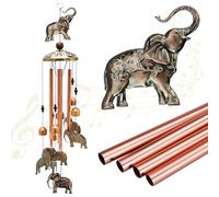 Scacciapensieri a vento con elefante, regali a forma di elefante, scacciaspiriti decorativi per esterni, campanelli a vento commemorativi vintage per amici, regali per anziani, ornamento in rame per