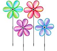 Scacciapensieri a vento da 28 cm, set di 4 sculture a forma di petali, resistenti alle intemperie, spaventano gli uccelli, decorazione esterna per patio, prato, patio