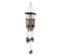Scacciapensieri a vento in acciaio inox con design a farfalla, 12 tubi, color rame, altezza 60 cm, decorazione da giardino in metallo durevole per suoni profondi all'aperto, patio o ingresso