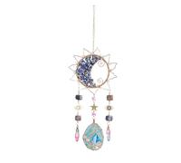Scacciapensieri Da Esterno Campanello di cristallo a vento, acchiappasole e luna, ciondolo con arcobaleno da sogno, decorazione appendere for la casa il giardino(Blue)