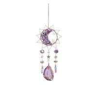 Scacciapensieri Da Esterno Campanello di cristallo a vento, acchiappasole e luna, ciondolo con arcobaleno da sogno, decorazione appendere for la casa il giardino(Purple)