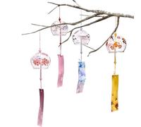 Scacciapensieri in stile giapponese, set di 4 pezzi in colorato fatto a mano, ornamenti tradizionali Edo Furin per giardino e patio, decorazione creativa da appendere per esterni, Zen-Zen-Me