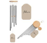 Scacciapensieri minimalista con testo di Halloween su sfondo beige tenue, con 6 tubi in alluminio, decorazione da giardino