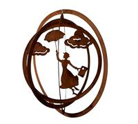 Scacciapensieri sospesi Mary - Decorazione da giardino sospesa in metallo effetto ruggine 24 cm di diametro per balcone e giardino