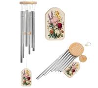 Scacciapensieri vintage con fiori di campo rosa, margherite gialle, rose, campane a vento commemorative dai toni profondi, con 6 tubi in alluminio, decorazione da giardino per esterni