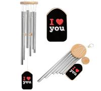 Scacciaspiriti con scritta "I Love You with A Heart on Black Wind Chimes Memorial Deep Tone Windchime con 6 tubi in alluminio per esterni cortile giardino decorazione
