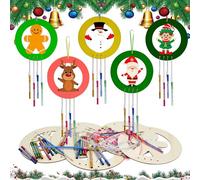 Scacciaspiriti di Natale per Bambini, 5 Pezzi Artigianato Natalizio Campanelli Eolici per Bambini, Campanello a vento in legno di Natale, per la Festa di Natale Invernale Ragazza Ragazzo