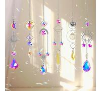 Scacciaspiriti in cristallo bianco con luna, 43 cm, decorazione moderna e minimalista da giardino con suono rilassante, ornamento da appendere per interni ed esterni, per matrimoni (B02 argento)