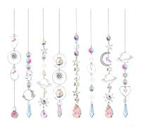 Scacciaspiriti in cristallo con stella celeste luna sole design in argento lucido per decorazione