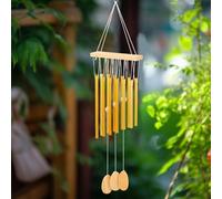 Scacciaspiriti minimalista da parete, realizzato in alluminio con 12 tubi per un suono sottile e un'estetica senza tempo (oro)