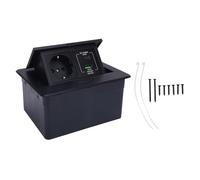 Scacco di uscita del pavimento ad incasso, 2 punte di incasso a cavolo con USB C PD 20W Outlet di alimentazione incorporato per il tavolo cucina dell'hotel di ufficio (nero)