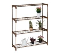 Scaffalatura 4 Ripiani Porta Piante Espositore Vasi Scaffale 106x91x28cm Marrone