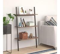 Scaffalatura a 3 ripiani, marrone scuro e nero, 64 x 34 x 116 cm, struttura in acciaio resistente per libri, piante, cornici per soggiorno, bagno, ufficio