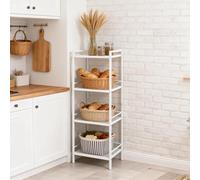 Scaffalatura a 4 ripiani, robusta mensola in metallo, design industriale, facile da installare per garage, cucina, ufficio, sala libri, angolo, 39 x 30 x 112 cm, bianco