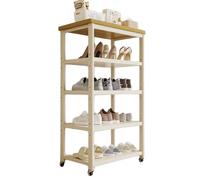Scaffalatura a 5 ripiani, da cucina, da cucina, sottile, con ruote, per il magazzino, per il microonde, per il soggiorno, la cucina, l'ufficio (bianco, 5 animali)
