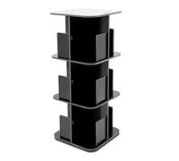 Scaffalatura girevole a 3 piani, piccola angolazione alta, sottile libreria, divisorio, scaffale girevole a 360°, organizer angolare, 39 x 39 x 97 cm (nero)