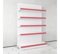 Scaffalatura Gondola 5 Livelli Professionale, Display Gondola Retail Montaggio Senza Attrezzi con Pannello Forato & Barriera Anteriore(93 * 165cm/36.6 * 64.9in)