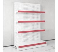 Scaffalatura Gondola 5 Livelli Professionale, Display Gondola Retail Montaggio Senza Attrezzi con Pannello Forato & Barriera Anteriore(93 * 135cm/36.6 * 53.1in)