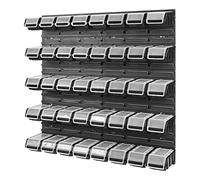 Scaffalatura impilabile da parete, 772 x 780 mm, sistema di stoccaggio, 40 pezzi, con coperchio, colore: nero